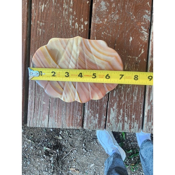 Vintage Onyx Marble Clam Shell‎ Footed Jewlelry Box Hinged Rare - Picture 8 of 10